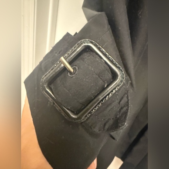 Authentic Burberry Brit Trench Coat Size 4 in Black with Belt & Hood With Rim - Picture 13 of 15